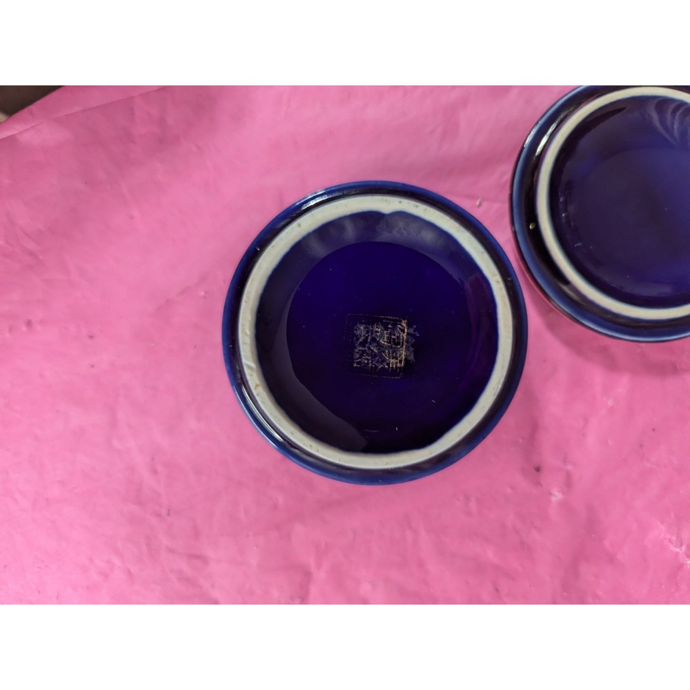 Japan made royal blue trinket box with lid Asian oriental design - Picture 3 of 3